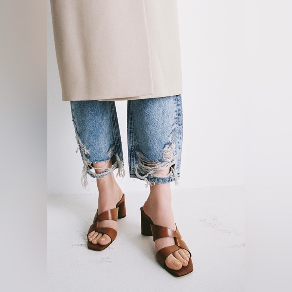 Zara Shoes - Zara Leather Block Heel Sandals EU 40 / US Size 9